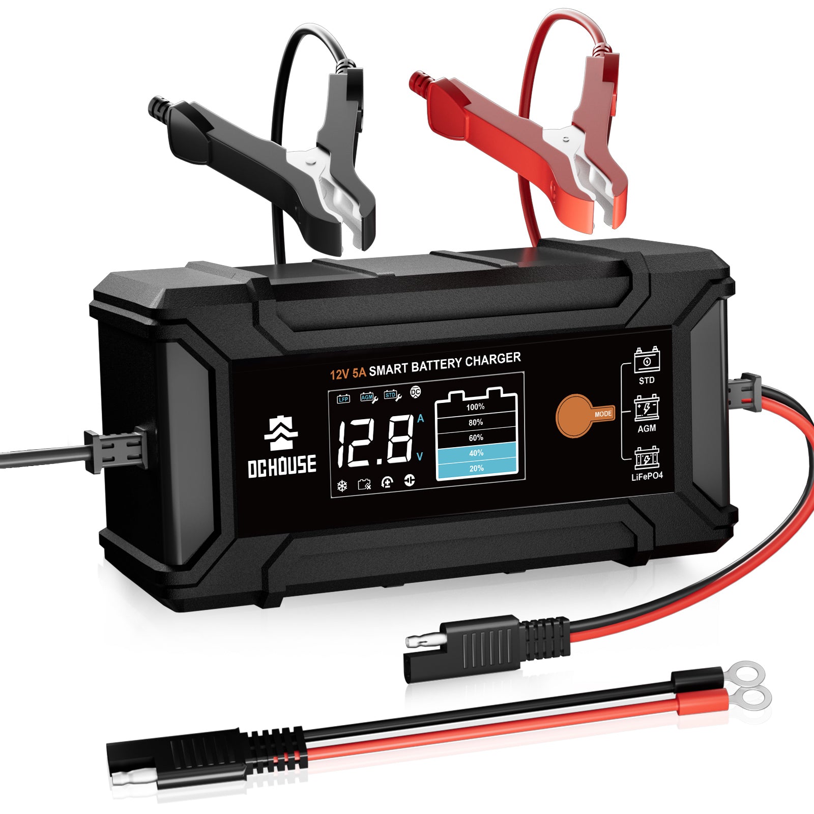 Chargeur 12V 5A LCD pour batteries AGM & LiFePO4