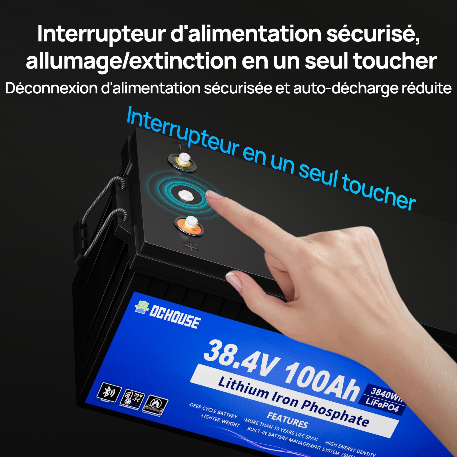 Batterie lithium 36V 100Ah 2.0 avec protection basse température, Bluetooth et chargeur inclus