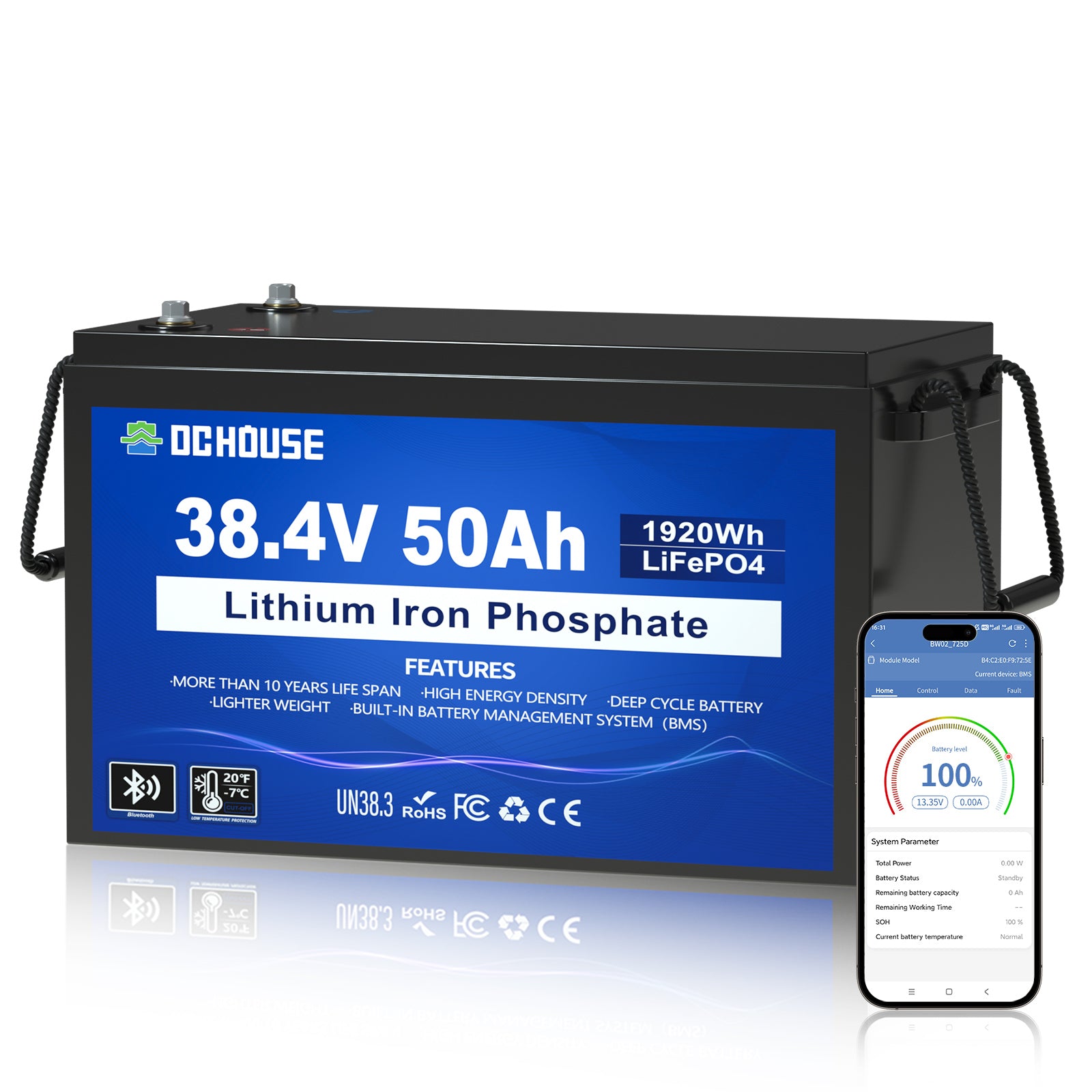 Batterie lithium 36V 50Ah avec protection basse température et Bluetooth