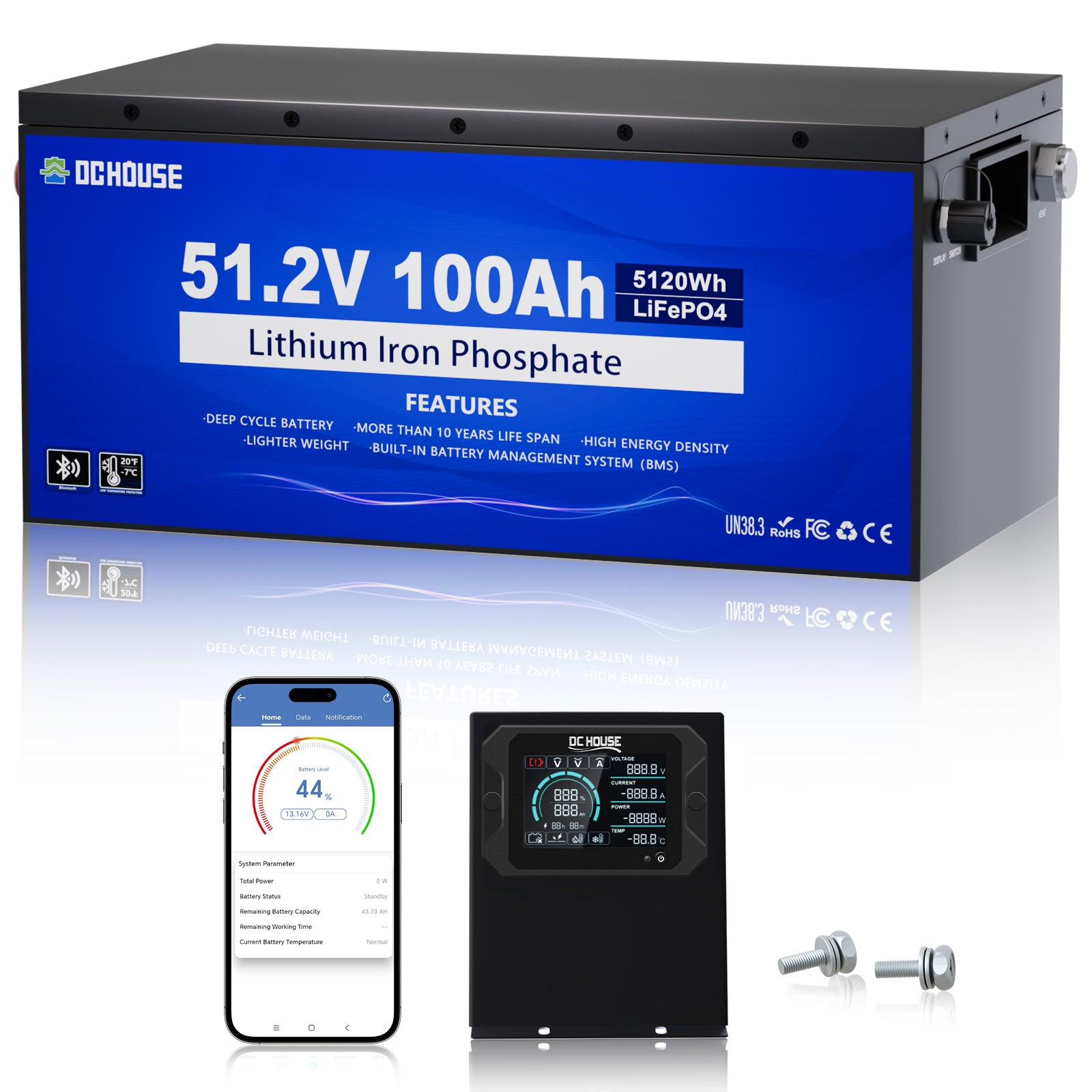 48V 100Ah Batterie Lithium LiFePO4 pour voiturette de golf avec boîtier métallique