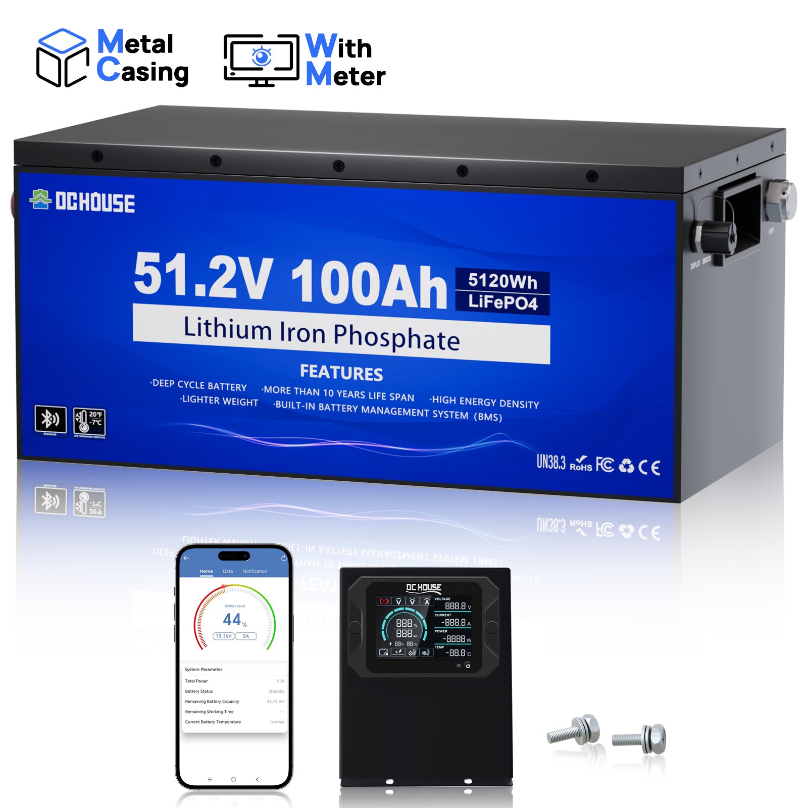 48V 100Ah Batterie Lithium LiFePO4 pour voiturette de golf avec boîtier métallique