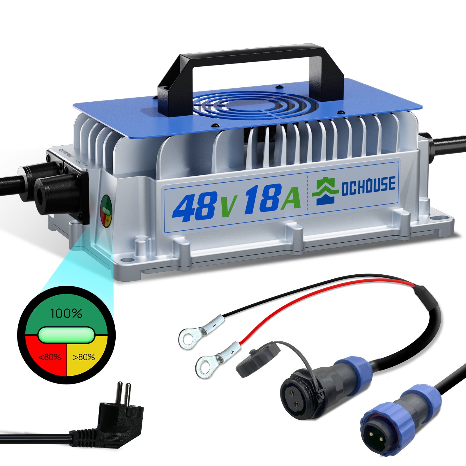 48V 18A Chargeur portable AC-DC LiFePO4
