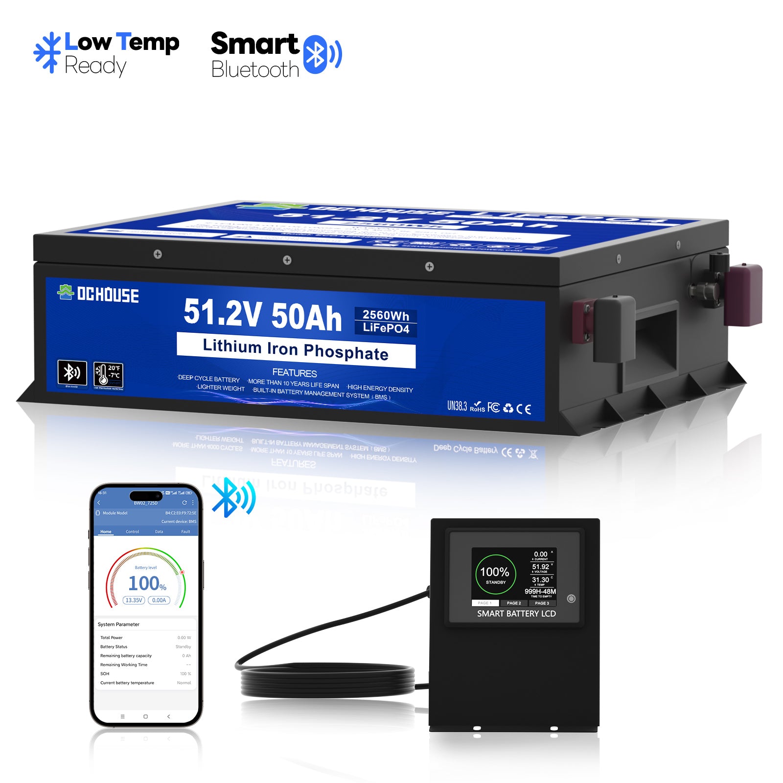 48V 50Ah LiFePO4  Bluetooth