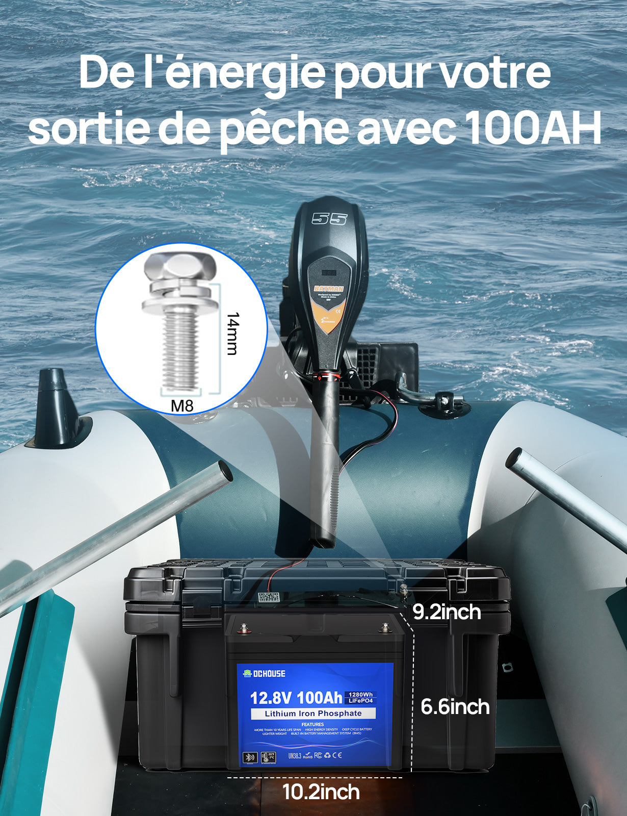 Batterie LiFePO4 12V 100Ah avec Bluetooth et Protection contre les Basses Températures